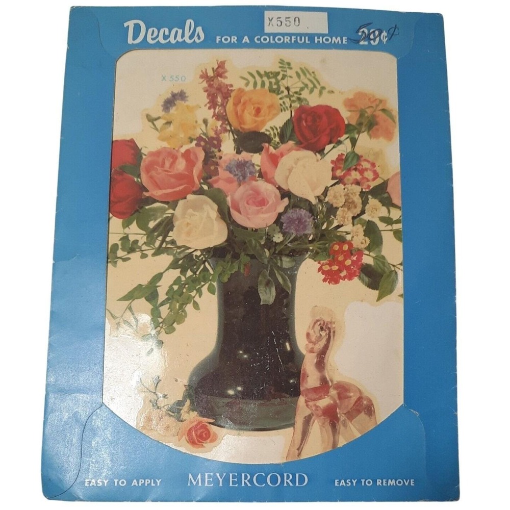 VTG‎ Meyercord Floral Rose Bouquet Decal X550 NOS USA Mid Century Home Decor